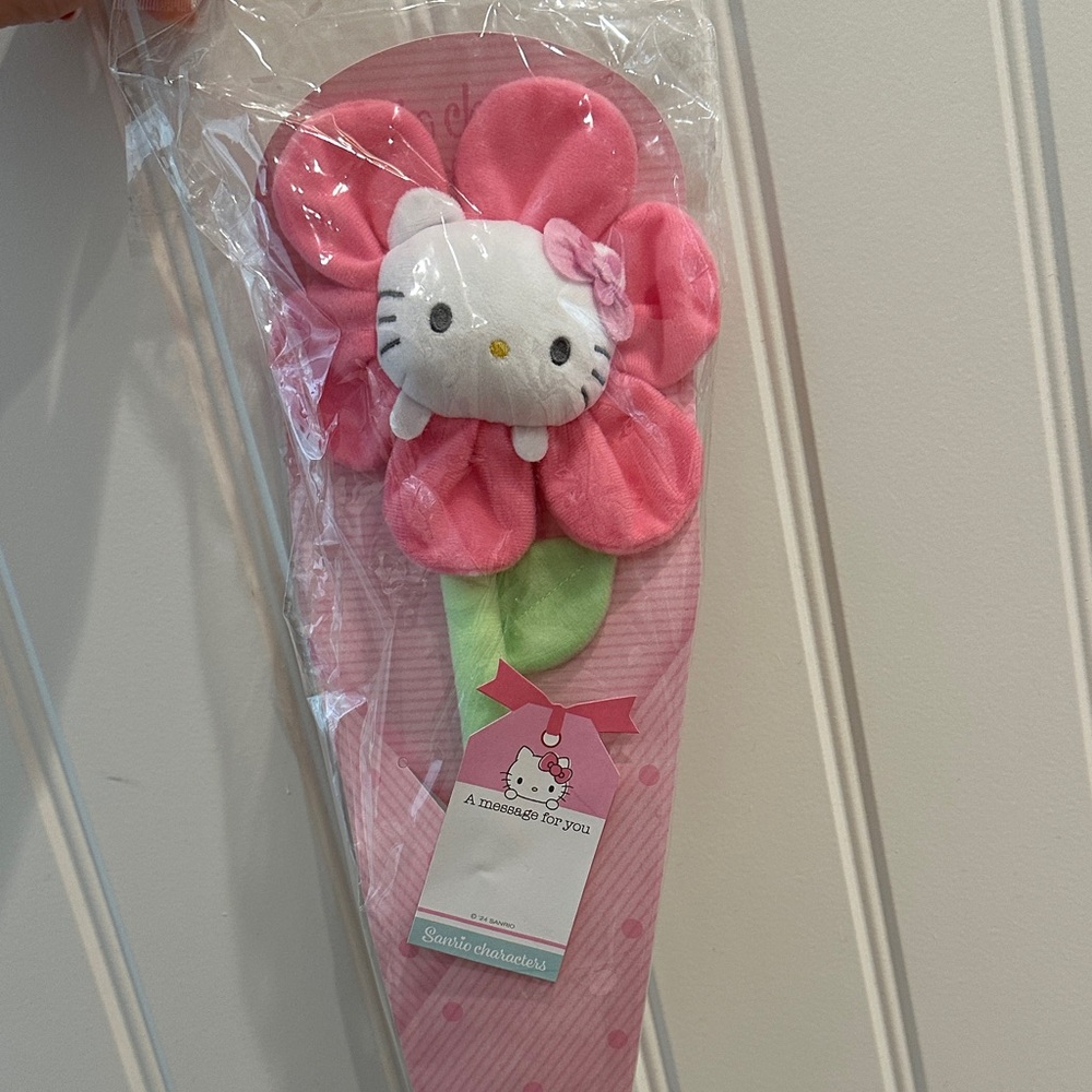 Hello Kitty Pink and Green Flower Plush